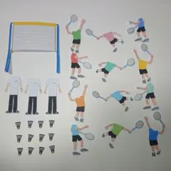 バドミントン★色紙・寄せ書き用シール12枚セット★カラフル 黒