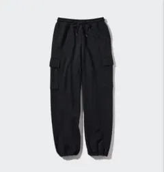 スウェットカーゴパンツ　スウェットパンツ　ユニクロ　黒　ワイドスエットパンツ