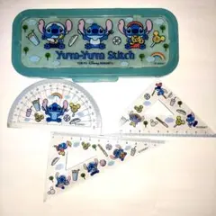 【レア】ディズニーリゾート　スティッチ　定規セット　ケース付き　パークフード柄