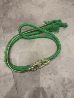 緑のパール装飾帯締め　重ね襟　中古