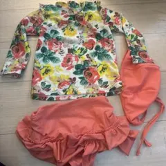 ベビー水着セット 花柄長袖トップス