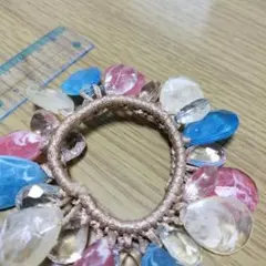 ハンドメイド カラフルビーズ ヘアゴム