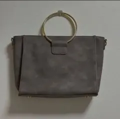 2wayグレー　リングハンドルハンドバッグ ショルダーバッグ
