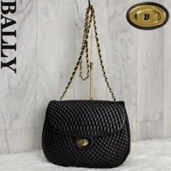 BALLY バリー Bロゴ ターンロック キルティング ショルダーバッグ 本革 