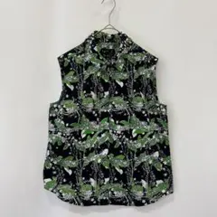 美品 アニエスベー 総柄 ノースリーブ シャツ ブラウス 36