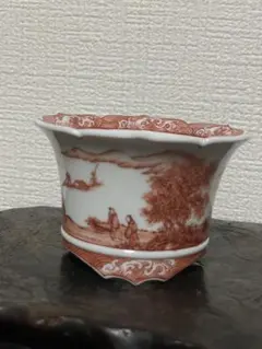 谷樂方山 赤絵雲龍図丸鉢 盆栽鉢 小品盆栽 植木鉢 - メルカリ