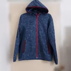 UMBROネイビー 幾何学模様 フルジップ マウンテンパーカー