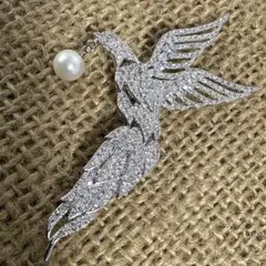 シルバー　真珠　ブローチ　パール　ビンテージ　アンティーク