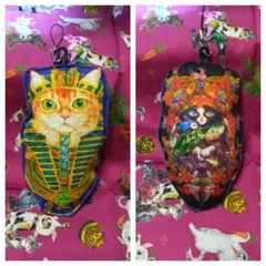 リバーシブル もちもちマスコットキーホルダー ツタンカーメン ブルー