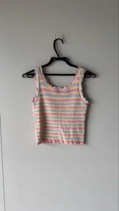 ストライプ フリル付き　タンクトップ