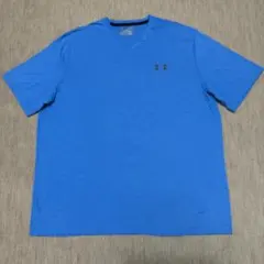 ぺ*い様 アンダーアーマー ヒートギア Vネック 半袖Tシャツ XL ブルー ボ