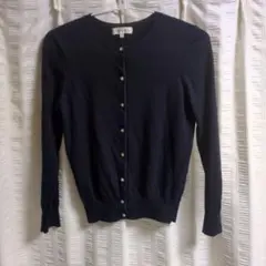 KUMIKYOKU ネイビー 長袖ウールカーディガン サイズ2(Ｍ)