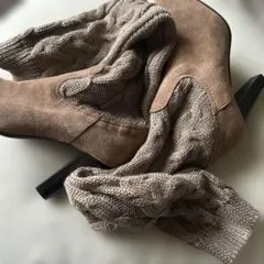 2/19まで MEDA メダ ニットロングブーツ ベージュ系 美品 23㎝