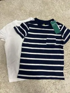 H&M ネイビー/ホワイトストライプ Tシャツ2枚セット