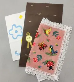 【未使用】フェイラー　近沢レース　ハイジペイズリー　レース付きハンカチ　ピンク