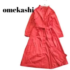 梅雨時期に♡　omekashi ロングコート レッド オレンジ　ベルト　オメカシのサムネイル
