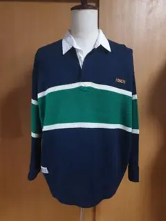 美品　襟付きニットポロ　ニットセーター　ボーダー　ラガーシャツ