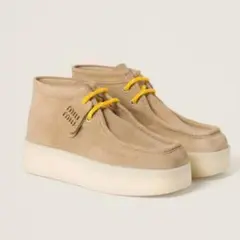 (美品)MIU MIU ベージュ スエード ハイカット ブーツ　36.5㎝