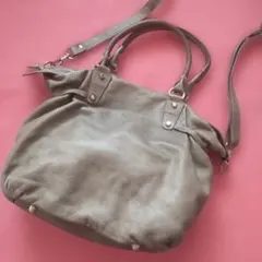 Carol J 2way レザー ハンドバッグ ショルダー グレー