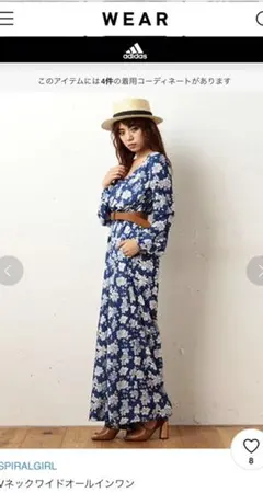 spiral girl Vネックワイドオールインワン