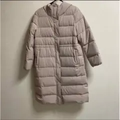 ダウン　ロングコート　フード付き　ピンクベージュ　美品【値下げ】