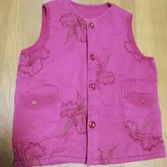 美品　刺繍入りピンクベスト厚手L