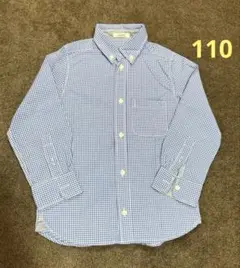 H&M キッズ シャツ 110cm 青 白 チェック柄　エイチアンドエム