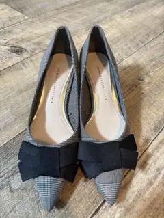 ZARA ザラ　リボン　チェック　パンプス　38