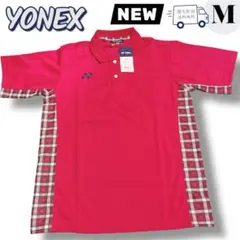 YONEX ヨネックス ポロシャツ M 赤 チェック柄 新品タグ付