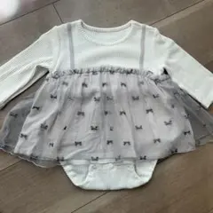 【本日限定価格】リボン刺繍チュールスカートロンパース