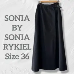 訳あり【ソニアバイソニアリキエル】ロングラップスカート 36 黒 ラインストーン