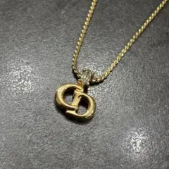 クリスチャンディオール　CDロゴ ネックレス　ストーン　ゴールド