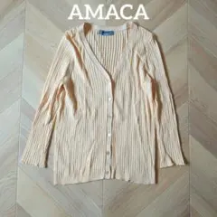 AMACA アマカ リブニットカーディガン 38 コットン100% アプリコットのサムネイル