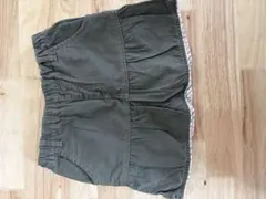 キッズ キュロットスカート カーキ ギャザー