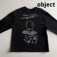 object 韓国 ピカソ トレーナー スウェット ブラック 裏起毛