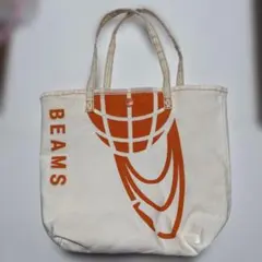 BEAMS トートバッグ オフホワイト/オレンジ　訳ありのサムネイル