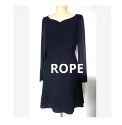 【ROPE ロペ】長袖Aラインワンピース 膝丈 上品ワンピース お呼ばれ