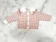 futafuta さくらんぼ 襟付き ピンクチェック カーディガン 90cm