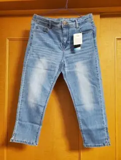 新品 難アリ　スクロール　ひんやりサラサラ クロップドパンツ　ブルー　70-95