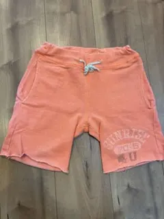 デニムダンガリー　オレンジ　スウェットショートパンツ　130cm