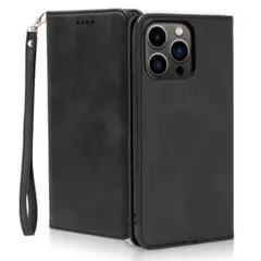 iPhone 13 pro ケース 手帳型 黒い スタンド機能付き