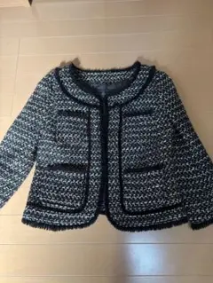 ジルスチュアート　ツイード ノーカラージャケット　ブラック　s
