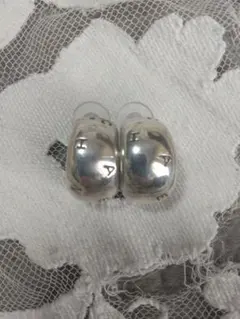 レア★CHANELシャネル★ロゴフープピアス銀シルバーヴィンテージアクセサリー