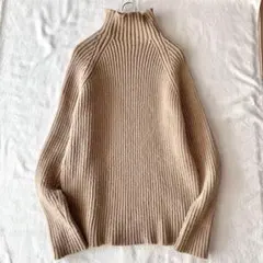 リブニット セーター ハイネック 長袖 無地 シンプル XL