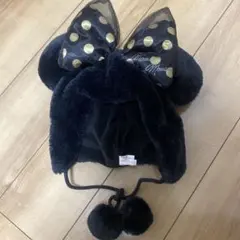 ディズニー ファンキャップ ミニー 黒 水玉 ドット柄 リボン 美品