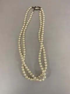 ☆A153【2連ネックレス】フェイクパール　約5㎜ホワイト