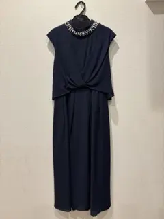 ワンピース　ネイビー　ドレス　ロング　ノースリーブ　中古