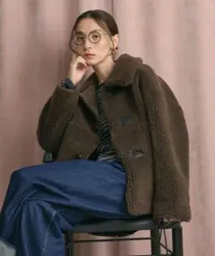 BEAUTY&YOUTH ボア×フェイクムートン　ループボタンジャケット