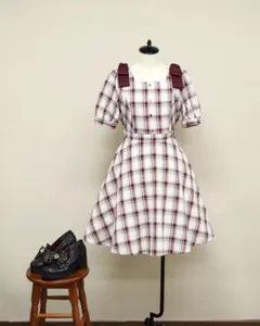 Amavel ツインリボンチェックワンピースのサムネイル
