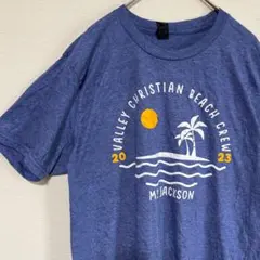 アンビル ビーチプリント クルーネック 半袖 Tシャツ M 青 混紡 お出かけのサムネイル